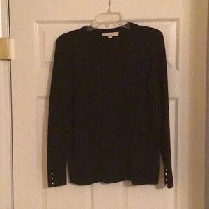 LOFT Black Dresssy Sweater Pearl Buttons Size L